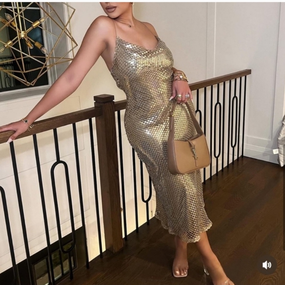Zara gold mesh slip dress - Picture 14 of 16